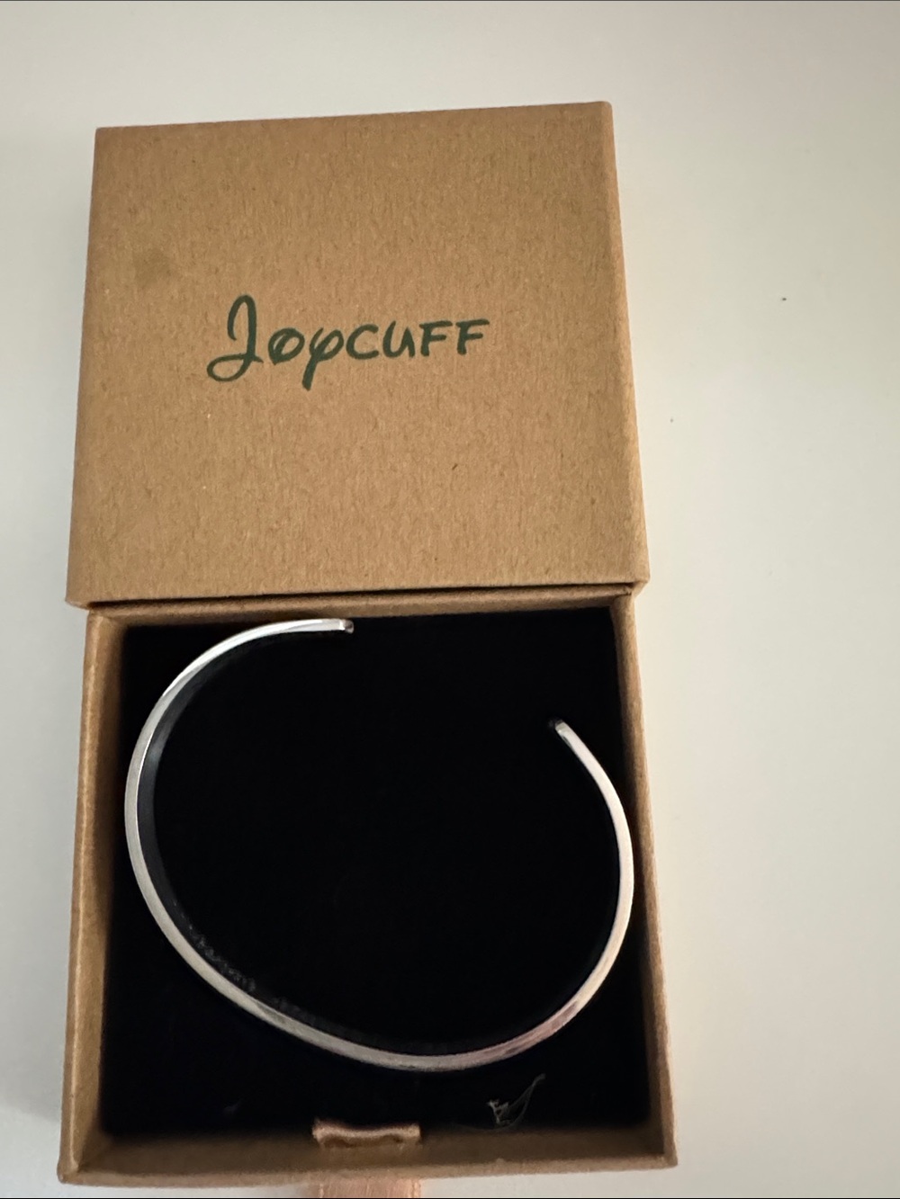 Joycuff inscribed Silver Open Cuff Bracelet